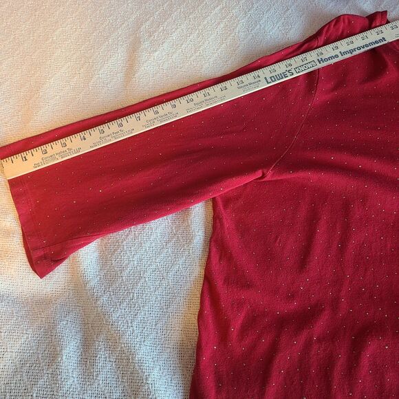 Catherines Womens 3X Red Embellished Gold Studs Tunic Top Holiday Sparkly - Picture 9 of 10